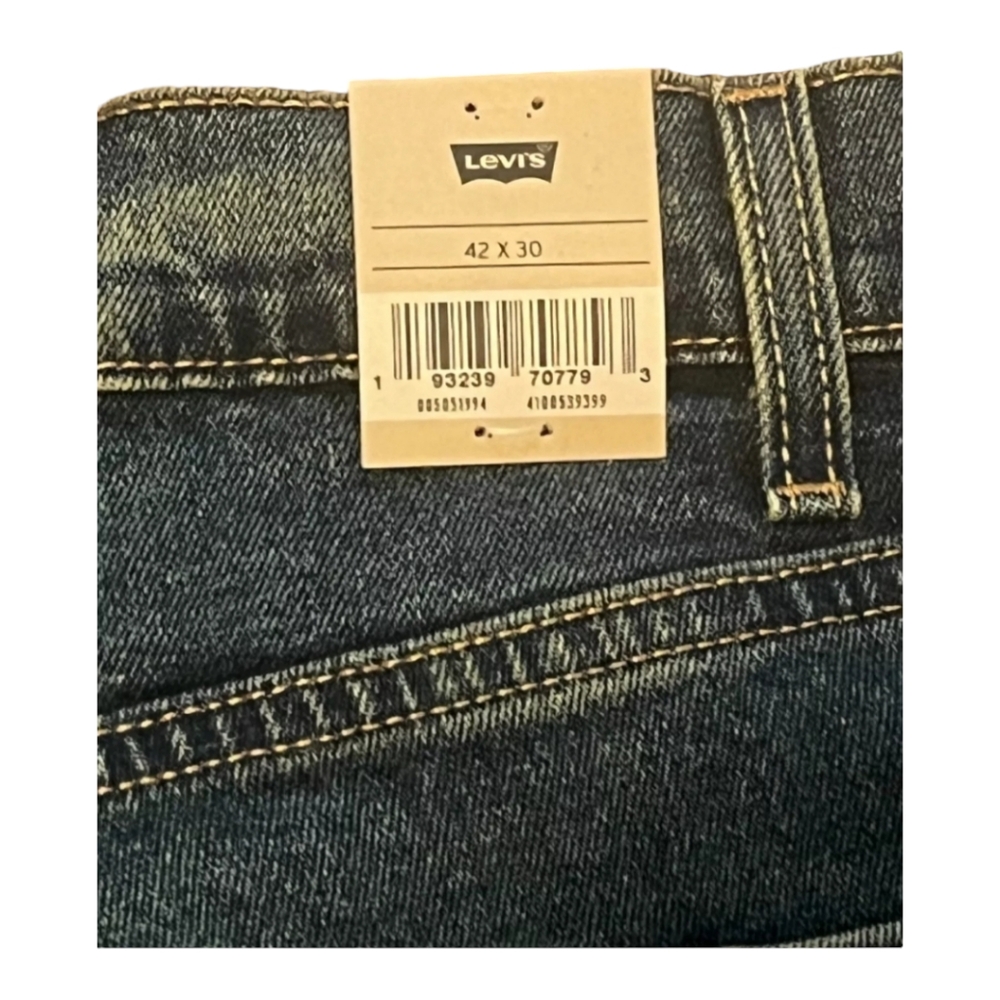 Levis 505 Jeans Men 42x30 Dark Blue Wash Regular Fit Straight Leg Actual